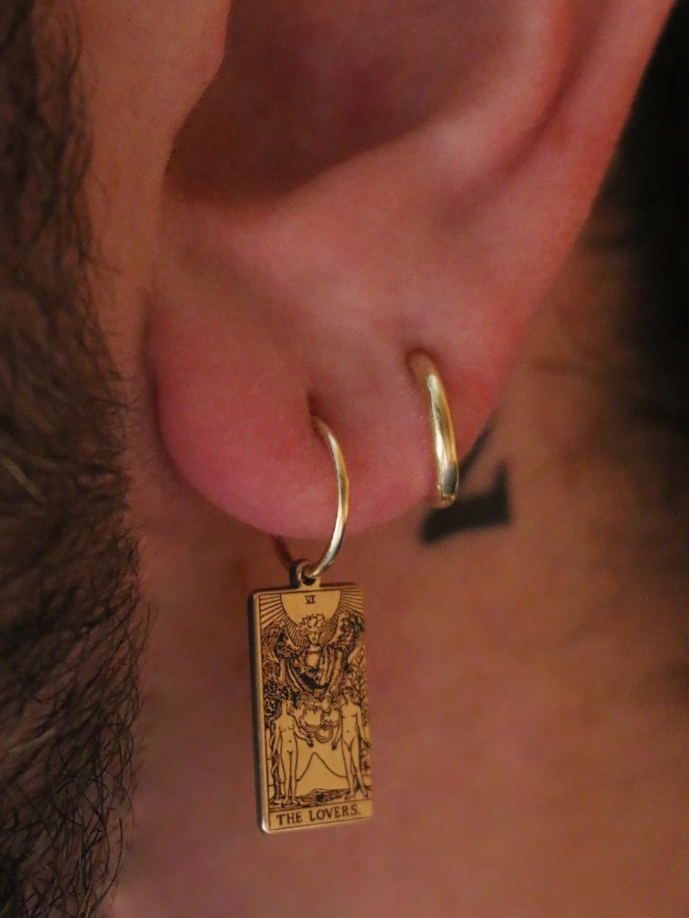 Gold Fill Hermit Tarot Card Earrings